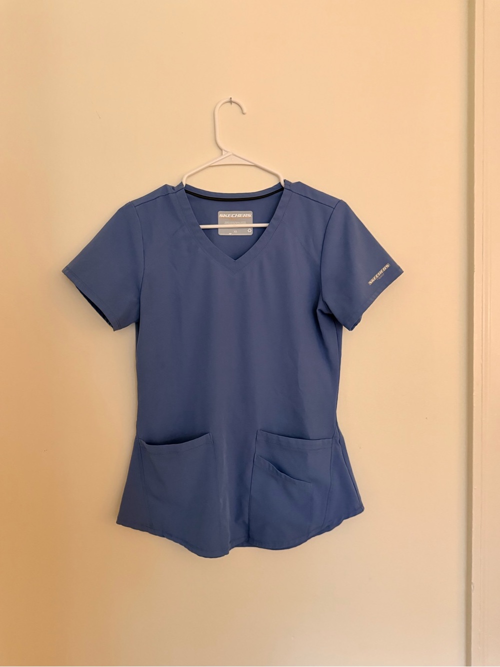 Skechers Women's V-Neck Scrub Top and Pants in Slate Blue